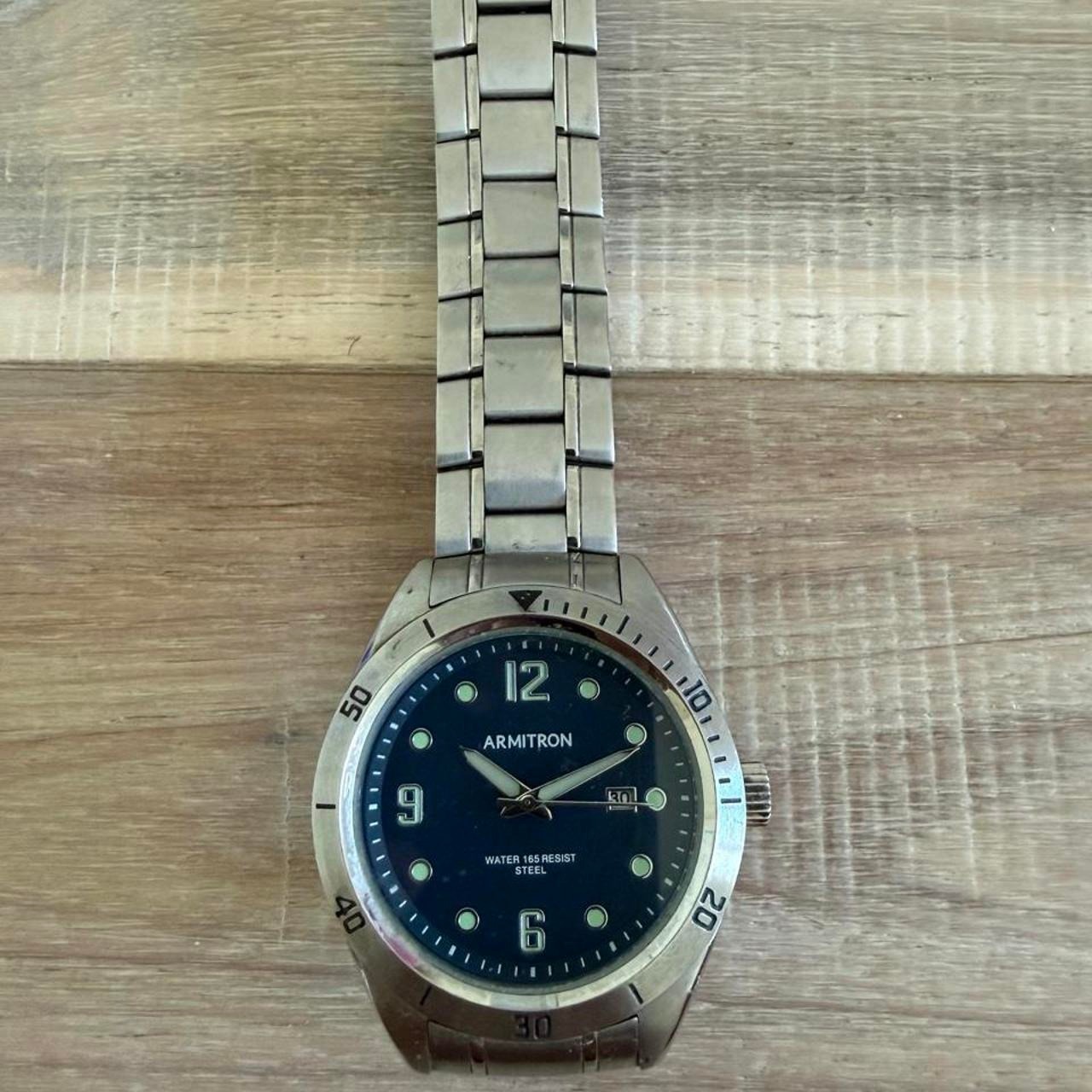 Armitron Stainless Steel Watch With Blue Dial And Silver Accents Armitron Stainless Steel Watch With Blue Dial And Silver Accents